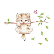 Cat Butterfly Tree Branch Wall Stickers Kids Room Home Decoration Wall Decals`